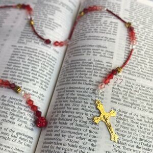 Gold Cross Beaded bookmark!